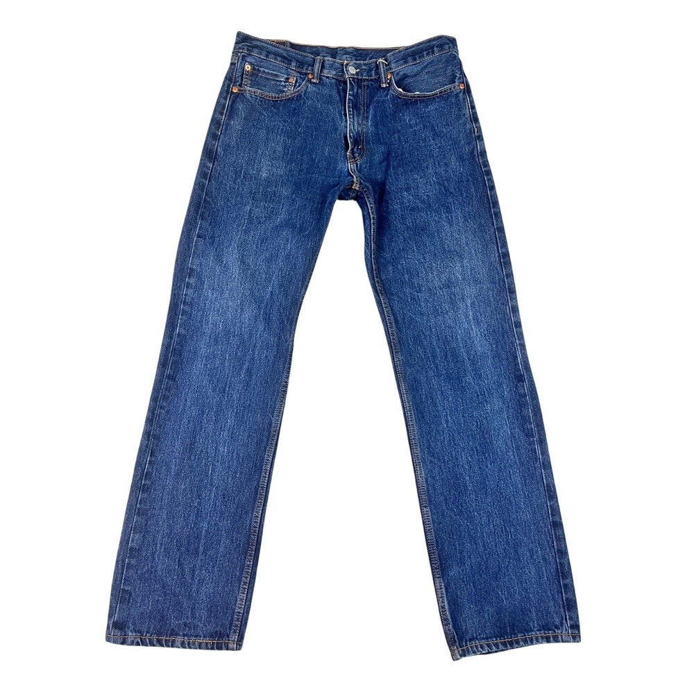 Levis 505 Original Fit Straight Leg Medium Wash Blue Denim Jeans Mens‎ 36x33*